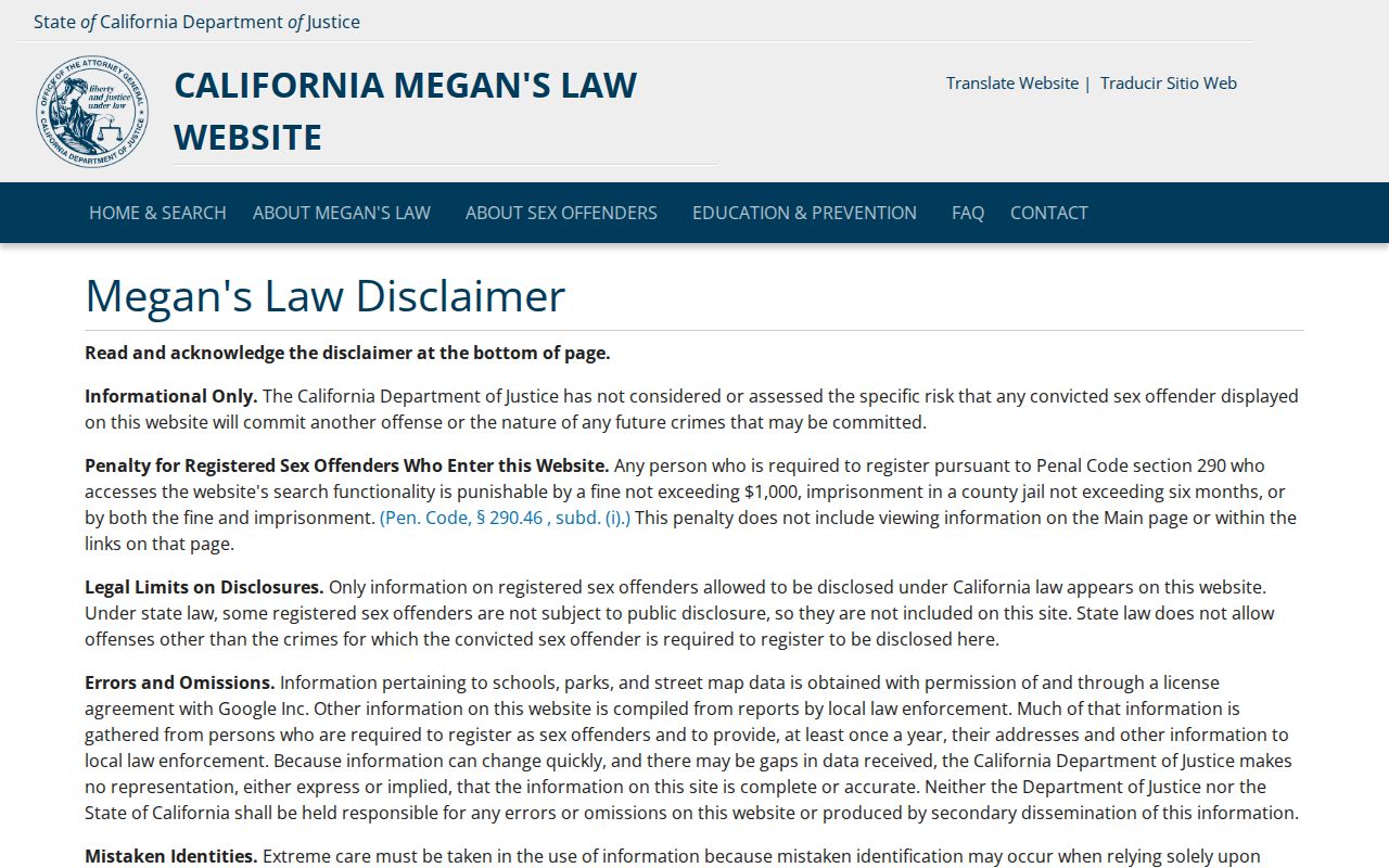Moorpark neighbors California Megan's Law search