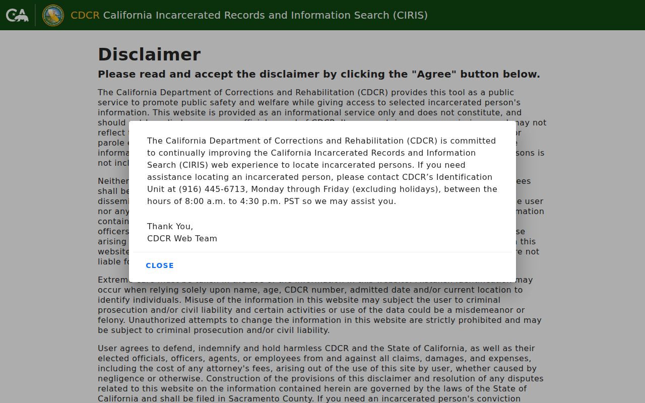 Moorpark neighbors CDCR incarcerated person locator