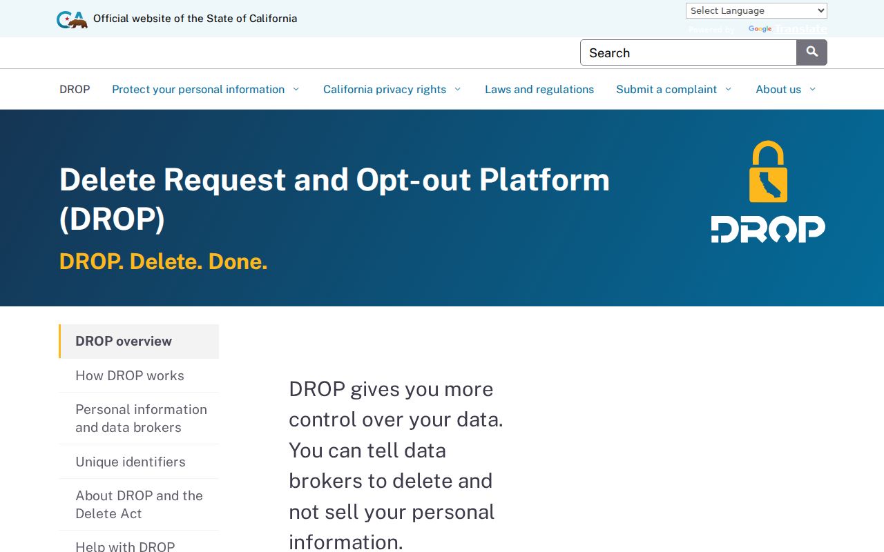 Moorpark resident lookup California privacy deletion portal