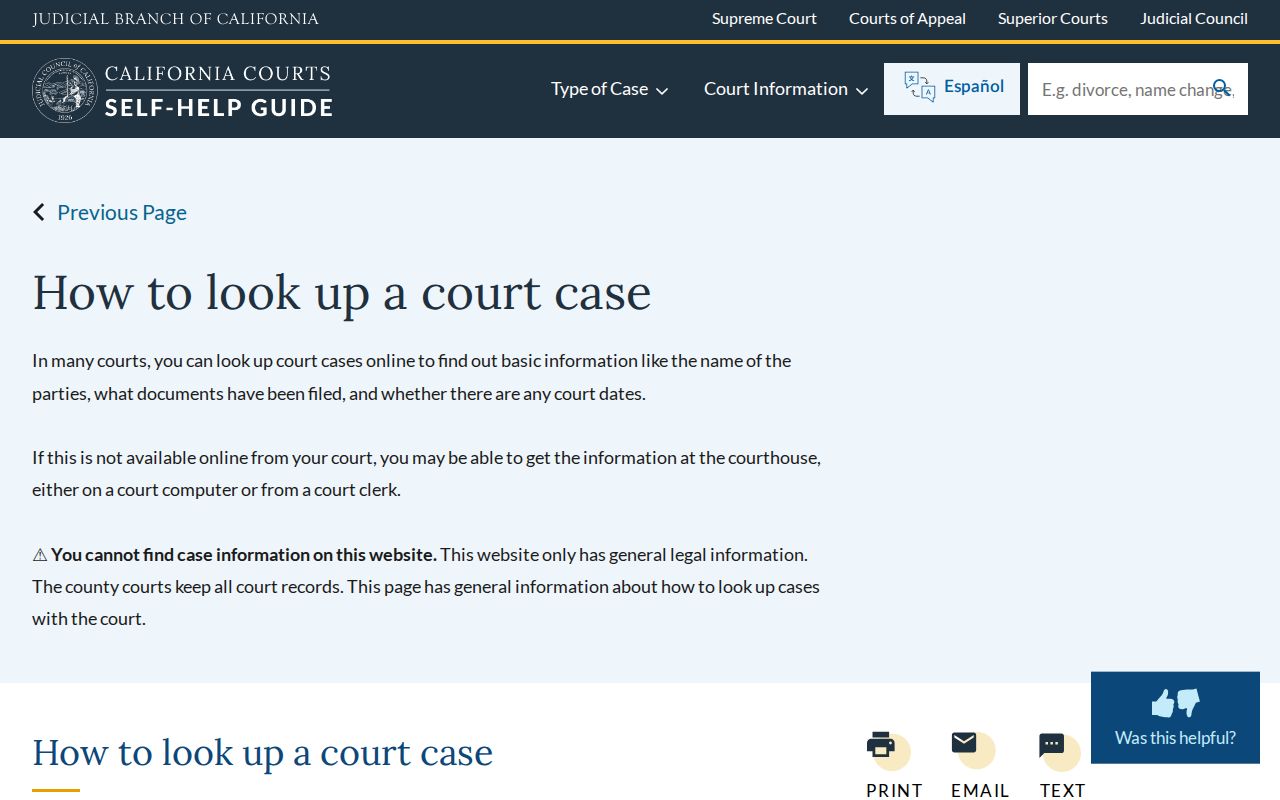 Moorpark resident lookup California court case search